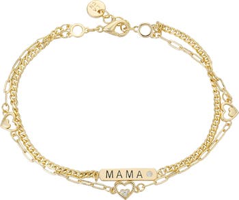 Gold Plated Double Chain Mama Bracelet LA Rocks