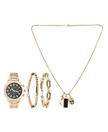 Мужские блестящие золотые часы-браслет с металлическим браслетом 49 мм, набор Rocawear