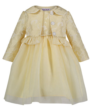 Комплект из расклешенного платья и жаккардовой укороченной куртки для малышей и маленьких девочек Blueberi Boulevard