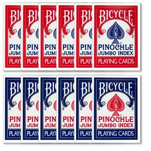 12 Decks of Bicycle Pinochle Jumbo Red & Blue N/A