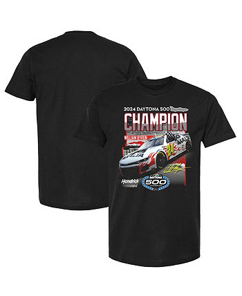 Мужская черная футболка William Byron 2024 Daytona 500 Champion Checkered Flag Sports