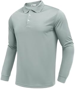 PINSPARK Long Sleeve Polo Shirts for Men Moisture Wicking Golf Shirts Quick Dry Work Hiking Casual Collared Shirt Pinspark