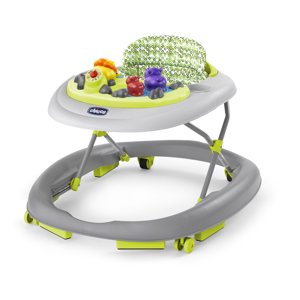 Chicco Walky Talky Activity Baby Walker with Multi-Lingual Play Tray - Circles (Grey/Green), New Chicco