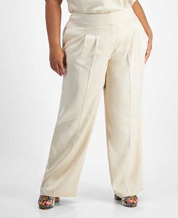 Атласные брюки больших размеров с высокой посадкой и широкими штанинами, созданные для Macy's Bar III