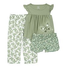 Toddler Girl Carter's 3 pc Butterfly Tops & Bottoms Pajamas Set Carter's