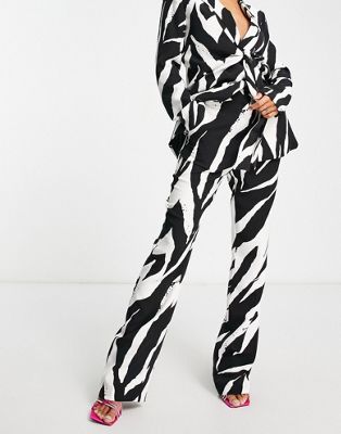 4th & Reckless satin pants in zebra print - part of a set 4TH & RECKLESS