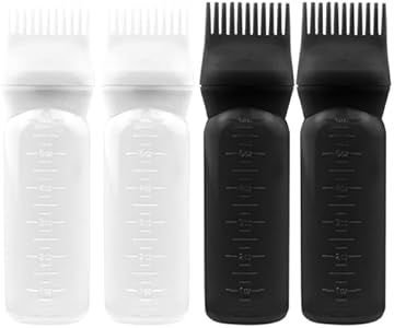 ELANE Hair Oiler Comb Bottle, 4PCS Root Comb Applicator Bottle 6oz (2Black+2Pink) ELANE