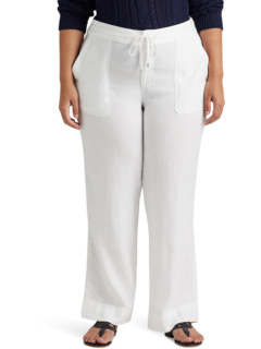 Плюс размер Льняные брюки с завязками LAUREN Ralph Lauren
