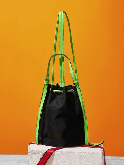 Регулируемый Контрастная отделка Одноцветный Круто Женские рюкзаки SHEIN