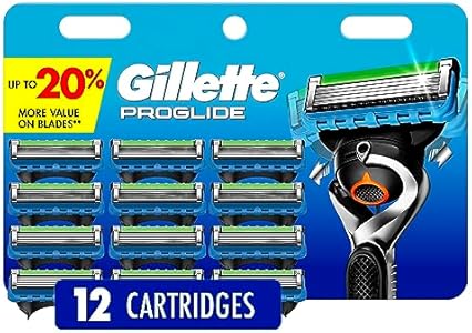 Gillette ProGlide Razor Refills for Men, 5 Bladed Razor for a Close Shave, with Precision Trimmer and Lubrastrip, 12 Razor Blade Refills Gillette