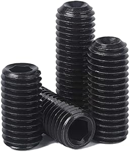 M6-1.0 x 25mm Black Hex Socket Set Grub Screws,Headless Cup Point,Flat Point Grub Bolt,Internal Hex Drive,Alloy Steel,12.9 Class Carbon Steel，External Thread 30 Pcs It Works Great