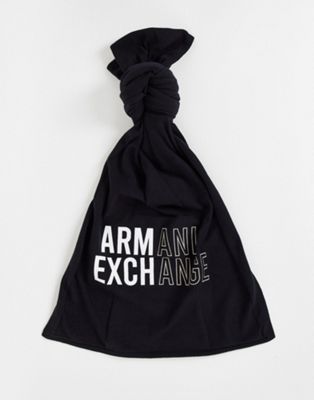 Черный шарф с крупным логотипом Armani Exchange AX ARMANI EXCHANGE