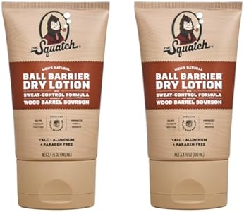 Dr. Squatch Ball Barrier Dry Lotion, No Mess Body Powder Lotion for Men, Made With Natural Ingredients - 2-Pack Wood Barrel Bourbon Dr. Squatch