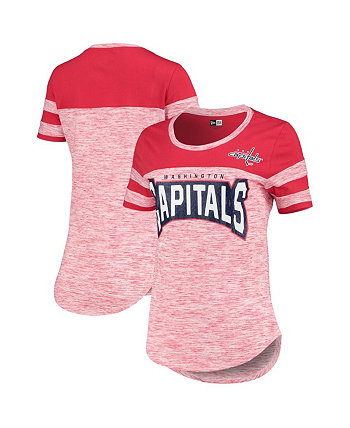 Женская красная футболка в полоску New Era Washington Capitals Space Dye Stripes 5th & Ocean