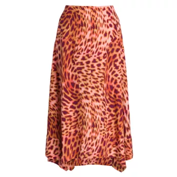 Шелковая юбка-миди с гепардовым принтом Stella McCartney