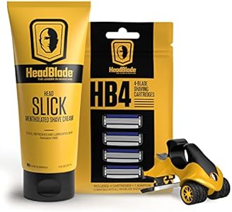 ATX Men's Head Shaving Basics Bundle with 5oz HeadSlick Cream, Razor, Blade Refills HeadBlade