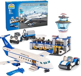 QLT QIAOLETONG City Airplane Station Building Kits Toys,STEM Building Sets for Kids, with Helicopter/Airport/Passenger/Lorry Truck/Car, Best Gift for 6-12 Boys Girls (582 Pieces) QLT QIAOLETONG