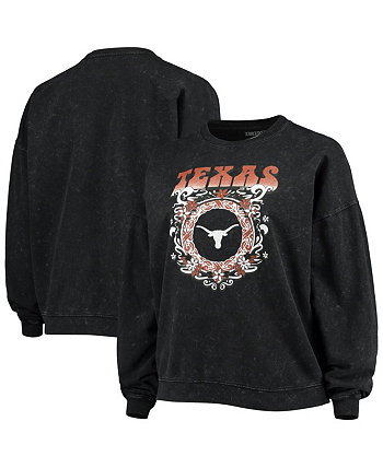 Женская черная толстовка-пуловер в винтажном стиле Texas Longhorns Garment Wash Oversized ZooZatz