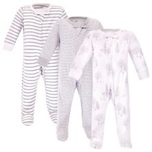 Touched by Nature Baby Organic Cotton Zipper Sleep and Play 3pk, Gray Woodland Touched by Nature