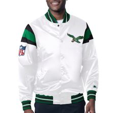 Мужская стартовая белая/зеленая келли Philadelphia Eagles винтажная атласная университетская куртка с застежкой на пуговицы Starter