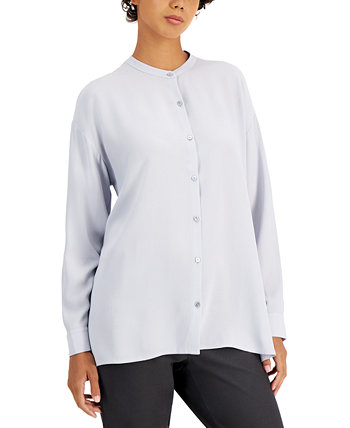 Шелковая рубашка с воротником-стойкой Eileen Fisher