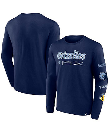 Men's Navy Memphis Grizzlies Baseline Long Sleeve T-Shirt Fanatics