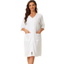 Женская вафельная пижама с рукавами 3/4, халат для спа, одежда для дома, халаты на молнии Cheibear