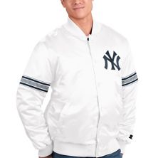 Мужская белая университетская куртка Starter New York Yankeess Power Forward Satin Full-Snap Starter