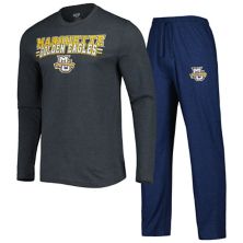 Мужская футболка Concepts Sport темно-синего/угольного цвета Marquette Golden Eagles Meter с длинными рукавами и брюками, комплект для сна Unbranded