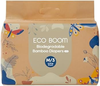 ECO BOOM Size 1 Diapers, Bamboo Viscose Diapers, Sustainable, Paper Packaging Eco boom