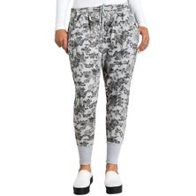 Poetic Justice Curvy Women Floral Printed French Terry Jogger Pants Poetic Justice