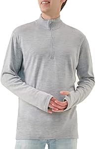 Merino Protect Merino Wool Base Layer Mens Soft Quarter Zip Pullover Sweaters Heavyweight Long Sleeve Shirt Hiking Hunting Merino Protect