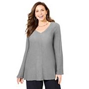 Catherines Women's Plus Size Anywear Hacci Rib V-Neck Top Catherines