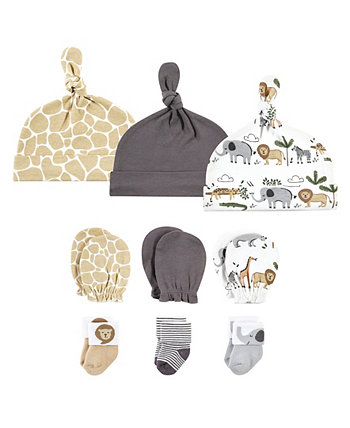 Детские шапочки, варежки и носки для мальчиков и девочек, набор из 9 предметов Hudson Baby