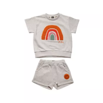 Детский комплект Petite Hailey Little Girl's & Girl's Patched Sweatshirt & Shorts Set Petite Hailey