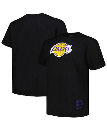Men's Black Distressed Los Angeles Lakers Big and Tall Hardwood Classics Vintage-Like Logo T-shirt Mitchell & Ness