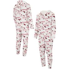 Men's Concepts Sport White Arizona Cardinals Allover Print Docket Union Full-Zip Hooded Pajama Suit Unbranded