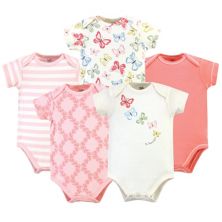 Touched by Nature Baby Girl Organic Cotton Bodysuits 5pk, Butterflies Touched by Nature