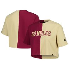 Women's Hype and Vice Garnet/Gold Florida State Seminoles Color Block Brandy Cropped T-Shirt Hype And Vice