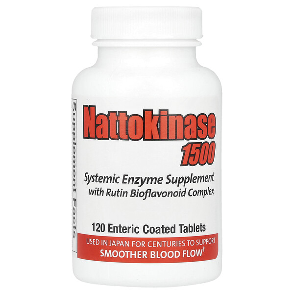 Nattokinase 1500, Системный Фермент - 120 оболочечных таблеток - Naturally Vitamins Naturally Vitamins