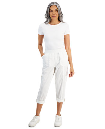 Women's Twill Cuffed Pull-On Cargo Pants, Created for Macy's Style & Co