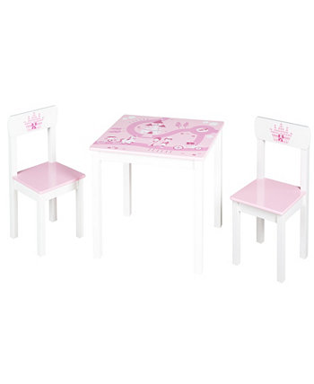 Стол Krone Wood Детский замок принцессы Единорог Дизайн сидения Групповой стул Набор из 3 предметов Roba-Kids