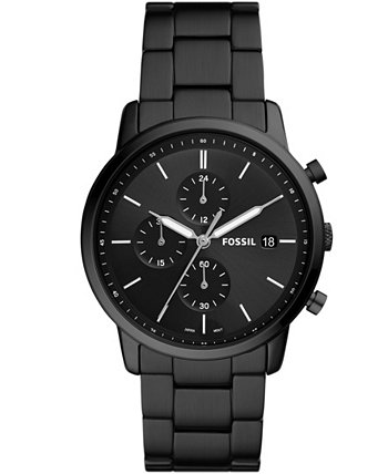 Мужские часы с хронографом в стиле минимализма с черным браслетом из нержавеющей стали, 42 мм Fossil