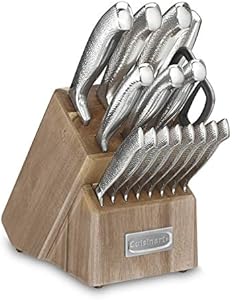 Cuisinart Classic High-Carbon Hammered Stainless Steel Forged Knife Set With Sheath Blade Gaurds (17-Piece Set) Cuisinart