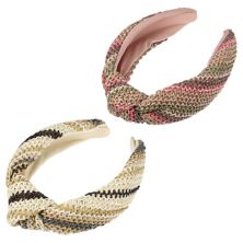 2 Pcs Straw Headband Bohemian Style Knotted Hair Hoop Assorted Color Unique Bargains