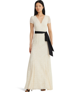 Кружевное платье с поясом LAUREN Ralph Lauren
