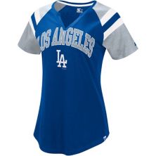 Женская футболка Starter Royal/Grey Los Angeles Dodgers Game On Notch Neck Raglan Starter