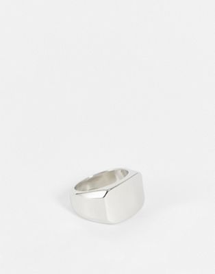 Серебристое кольцо с квадратной печаткой ASOS DESIGN ASOS DESIGN