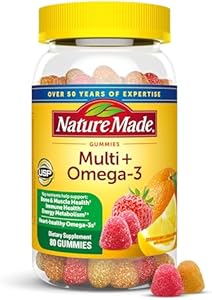 Nature Made Multivitamin + Omega-3, Dietary Supplement for Daily Nutritional Support, 80 Gummy Vitamins and Minerals, 40 Day Supply Nature Made