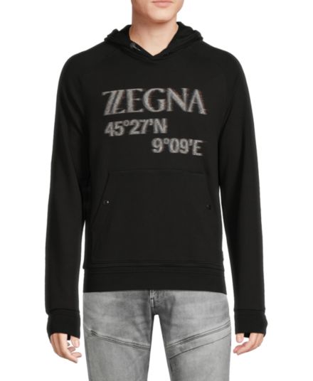 Пуловер с капюшоном и логотипом «Координаты» Z Zegna